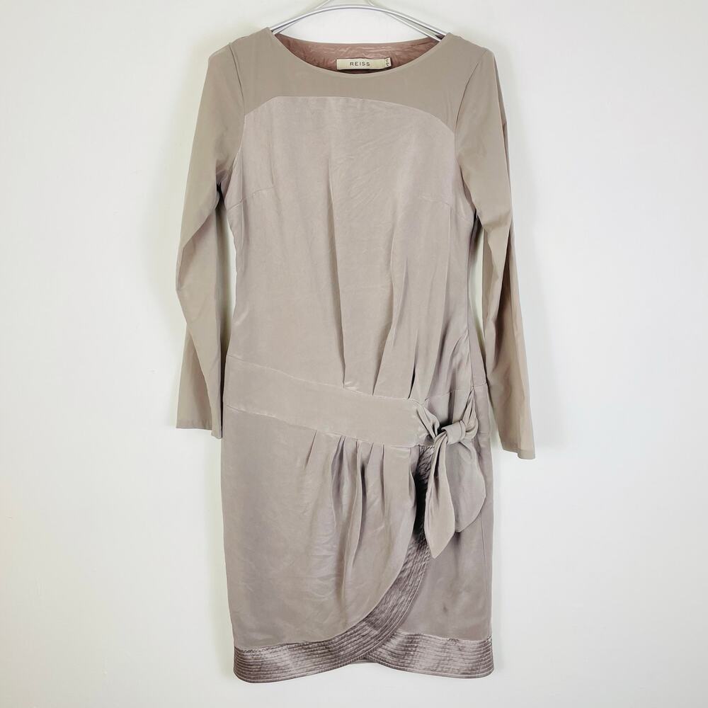 Reiss cocktail dress 100%silk waist tie detail size US 4